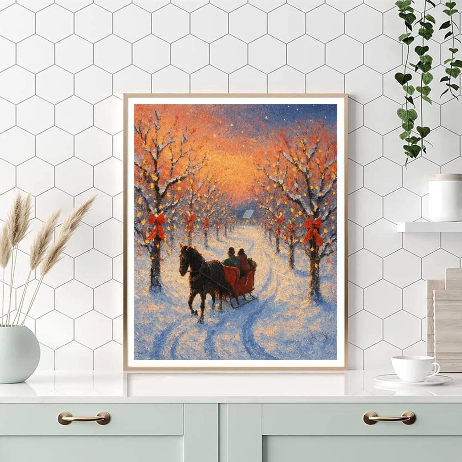 Twilight Sleigh Ride Through Orchard Lanes Numbered painting kits