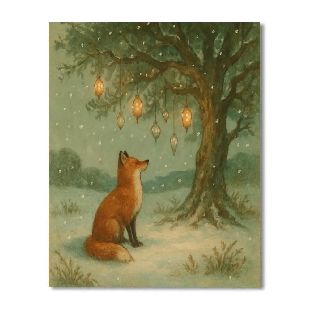 Winter Fox Under The Wishing Tree DIY paint by numbers