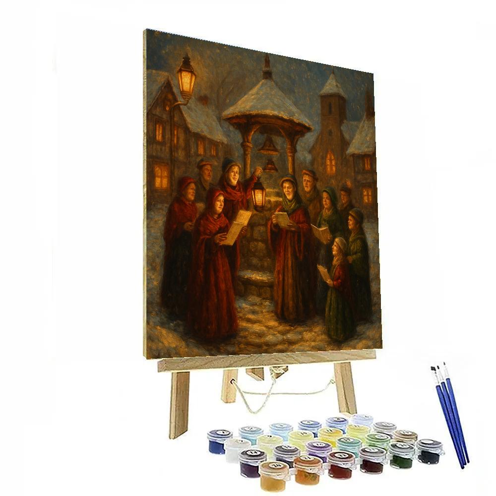 Snowy Choir At The Village Well Paint by numbers art