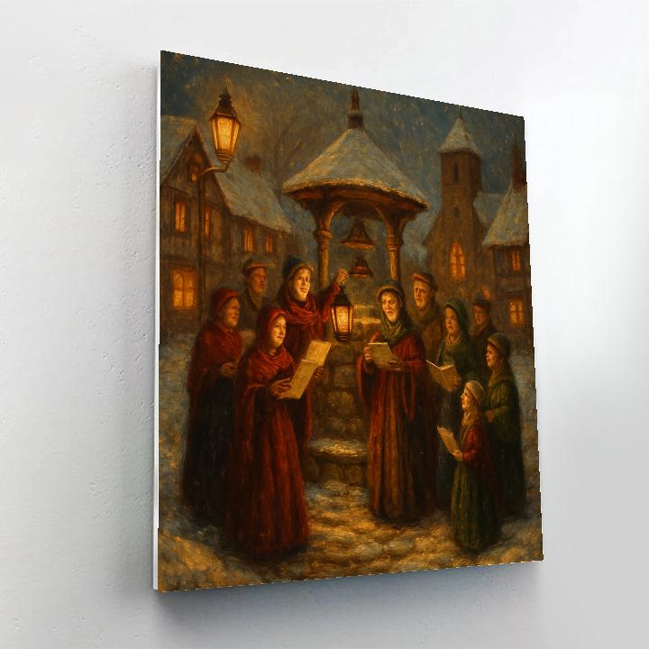 Snowy Choir At The Village Well Paint by numbers art