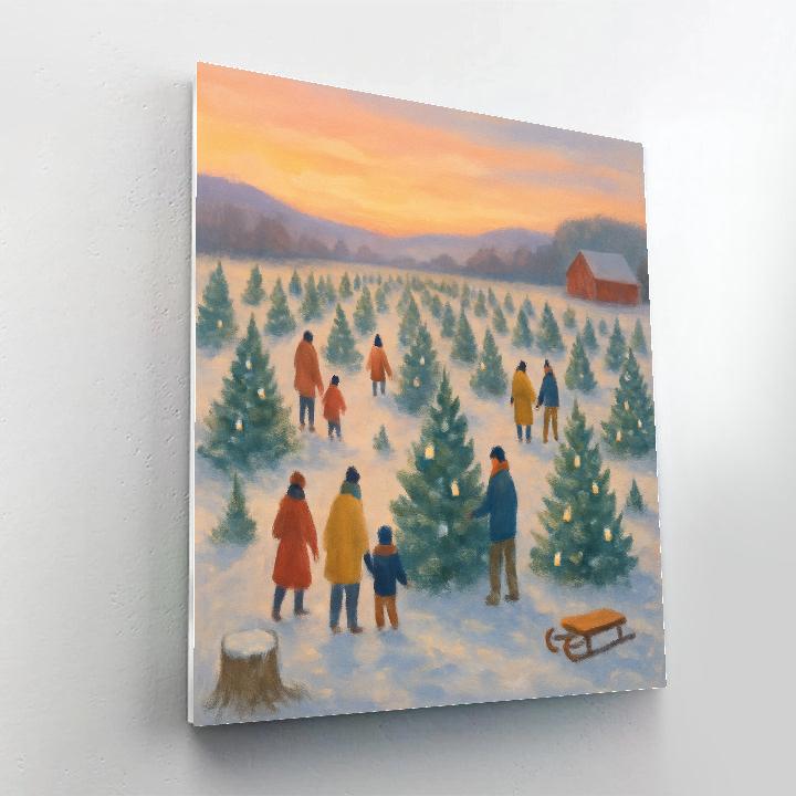Christmas Tree Farm At Golden Dusk Number painting