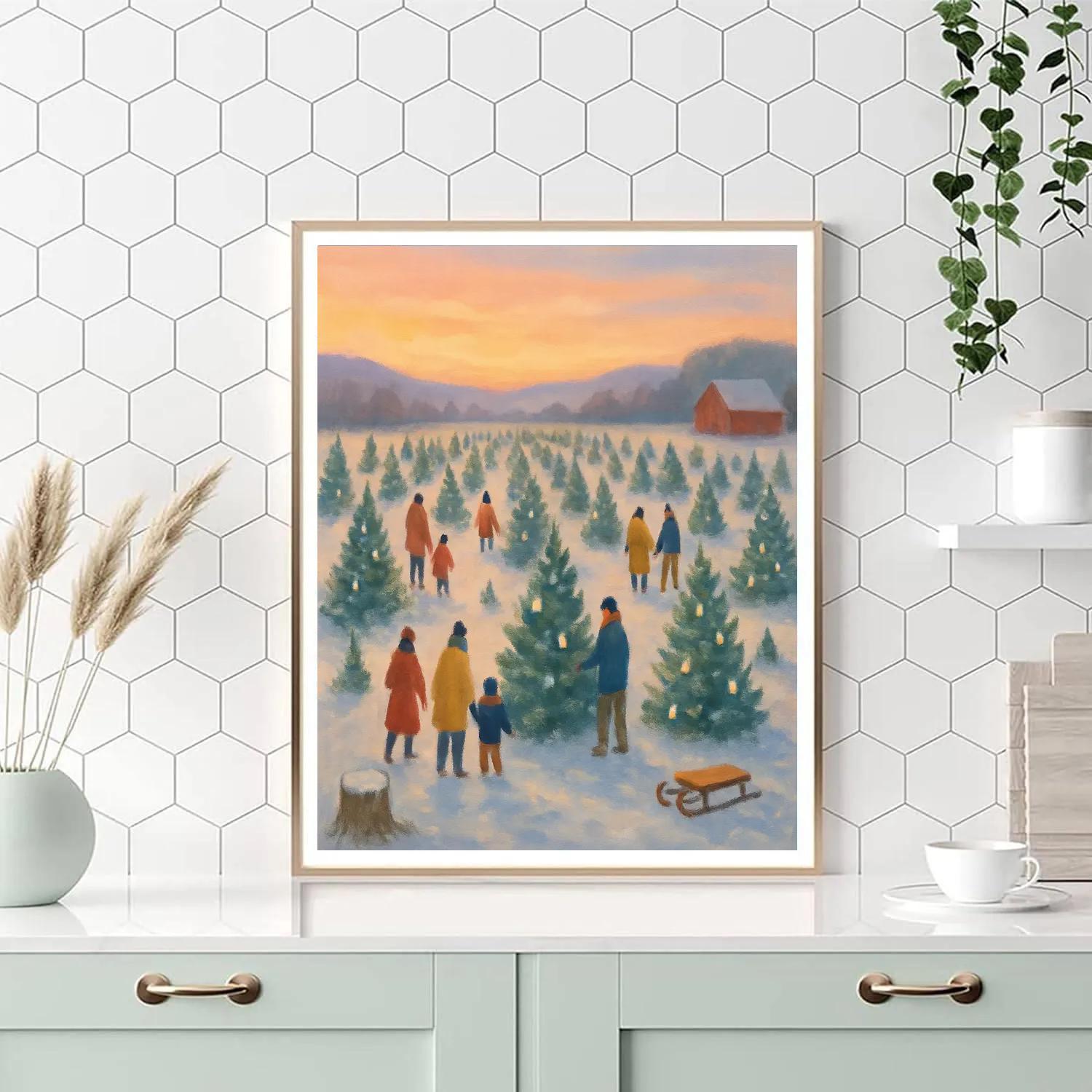 Christmas Tree Farm At Golden Dusk Number painting