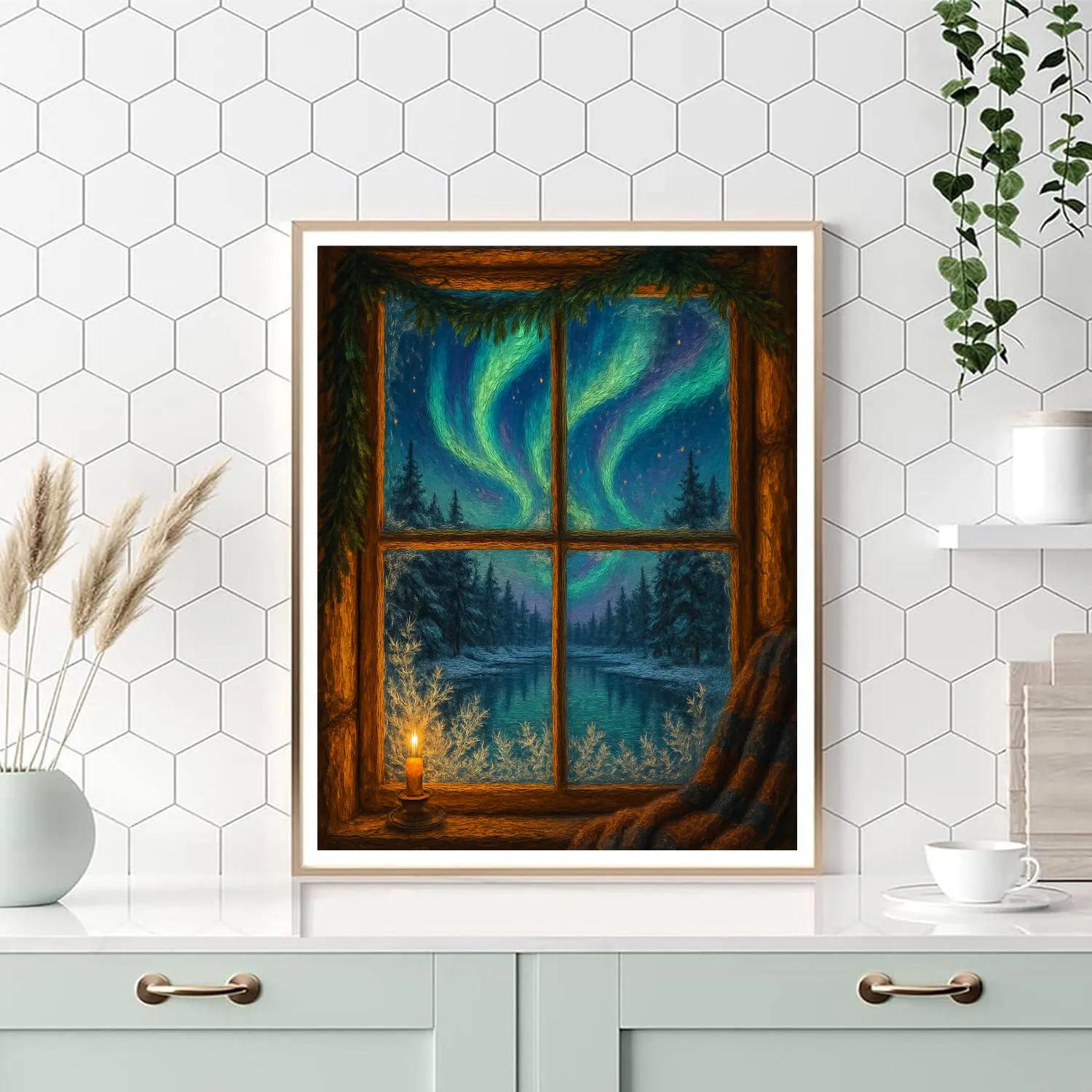Northern Lights Cabin Window paint by color