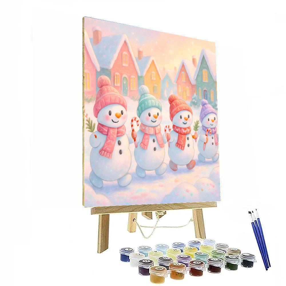 Snowman Parade On Candy Lane Numbered painting kits