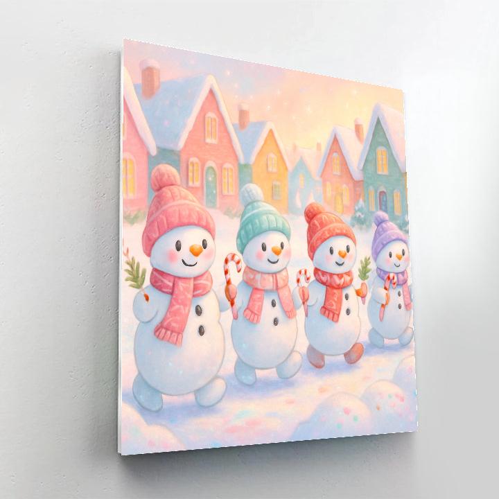 Snowman Parade On Candy Lane Numbered painting kits