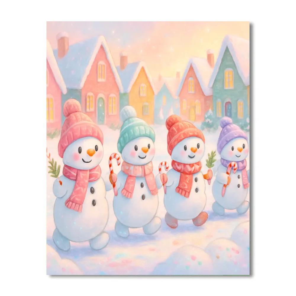 Snowman Parade On Candy Lane Numbered painting kits