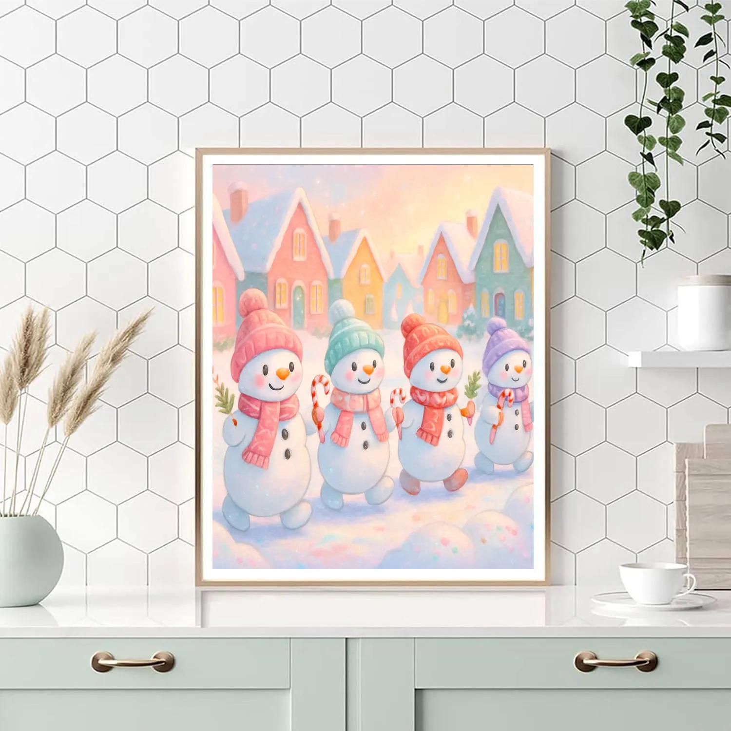 Snowman Parade On Candy Lane Numbered painting kits