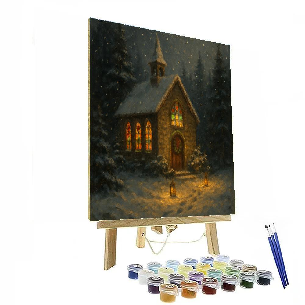 Candlelit Chapel In The Snow Painting by numbers kit