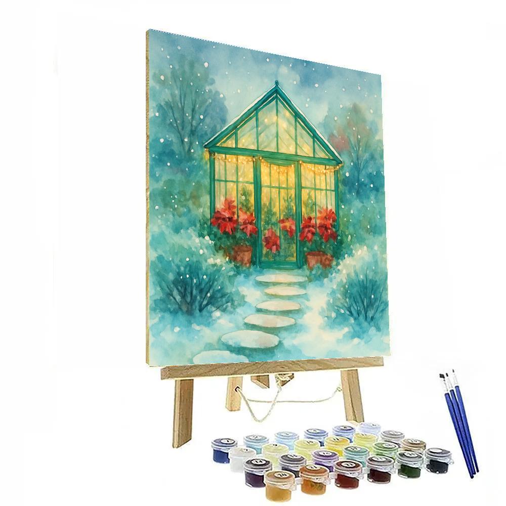 Holiday Greenhouse At First Snow Painting by numbers kit