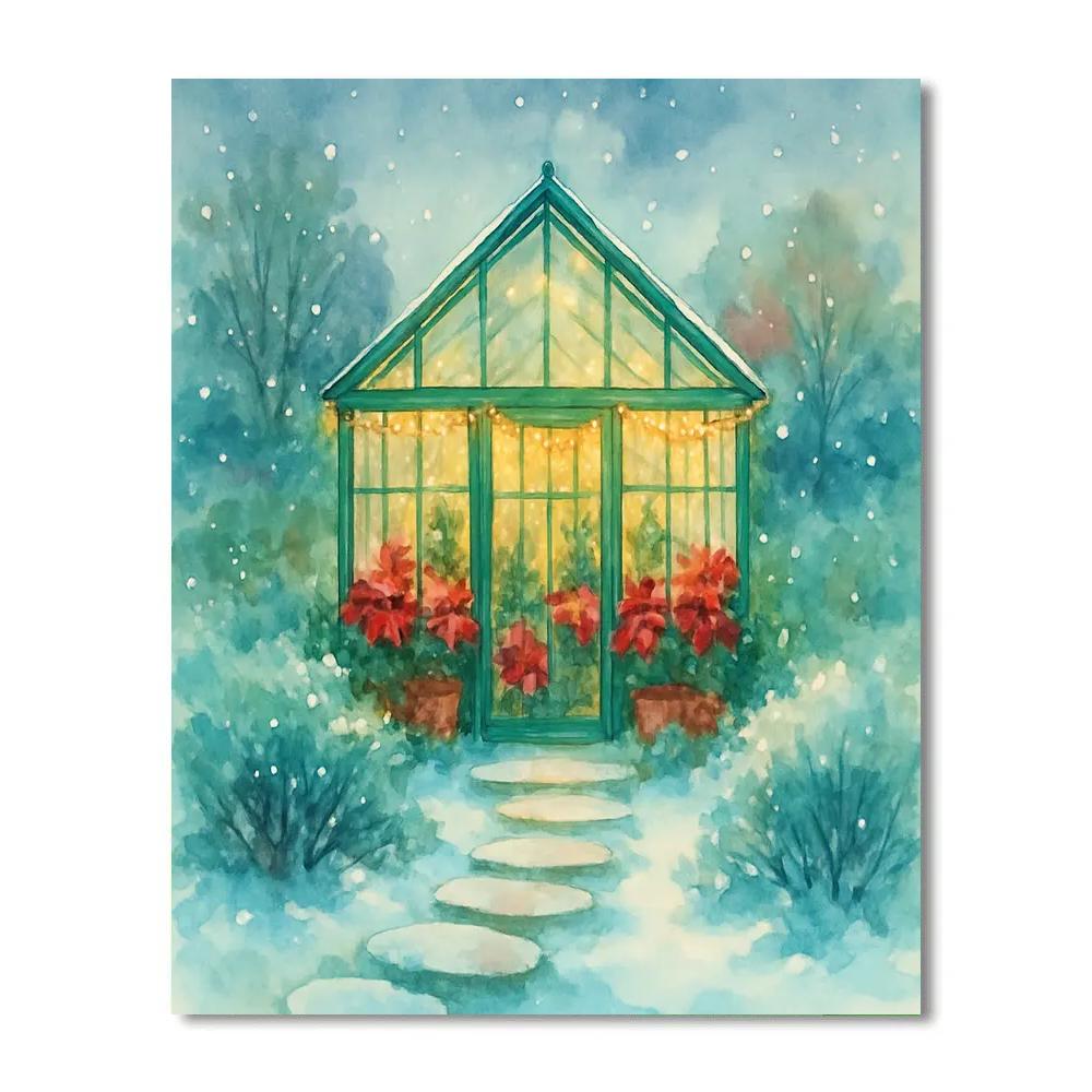 Holiday Greenhouse At First Snow Painting by numbers kit
