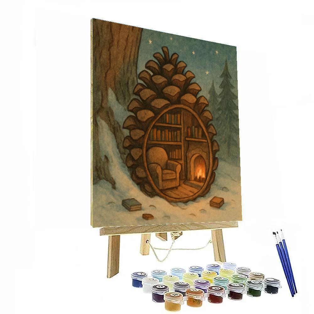 Pinecone Library Reading Nook paint by numbers