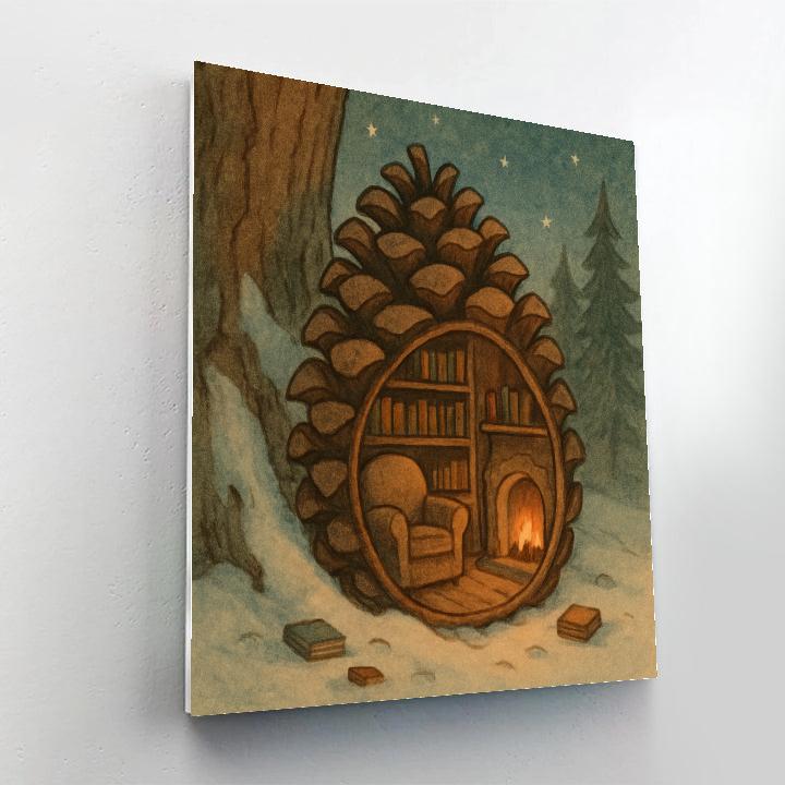 Pinecone Library Reading Nook paint by numbers