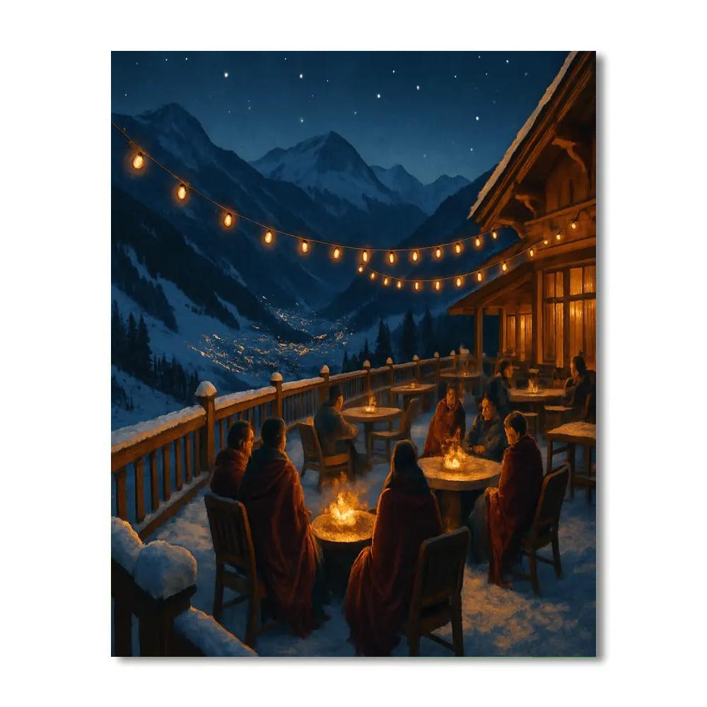 Starlight Ski Chalet Terrace Numbered painting kits