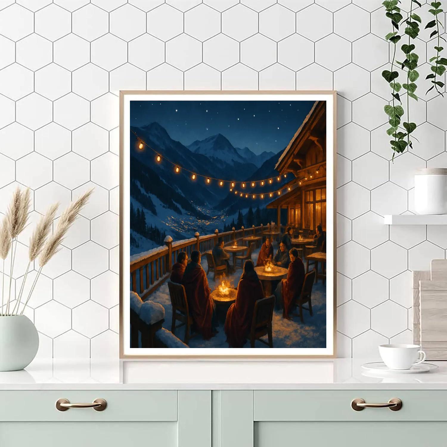 Starlight Ski Chalet Terrace Numbered painting kits