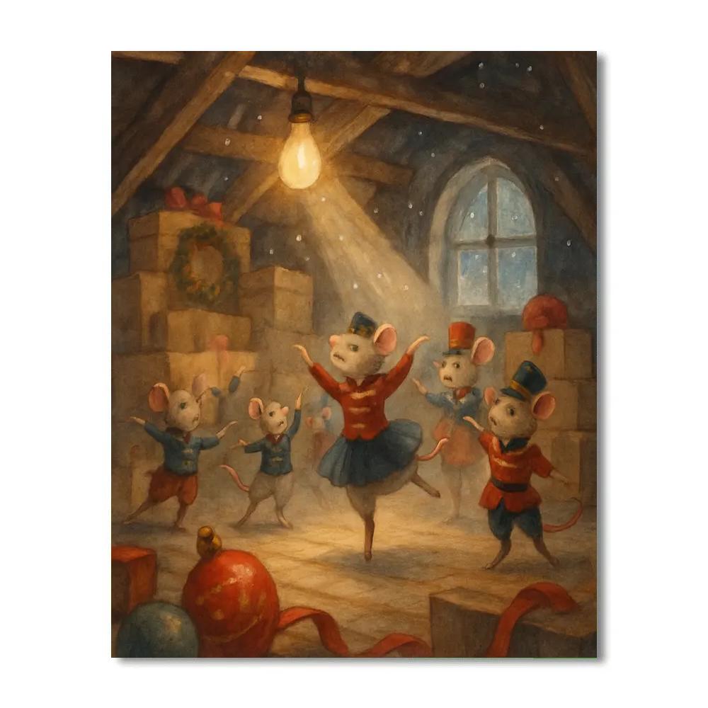 Nutcracker Mice In The Toy Attic Paint by numbers kits