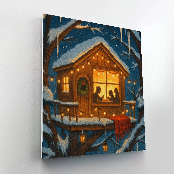 Christmas Eve Treehouse Hideaway Painting by numbers kit