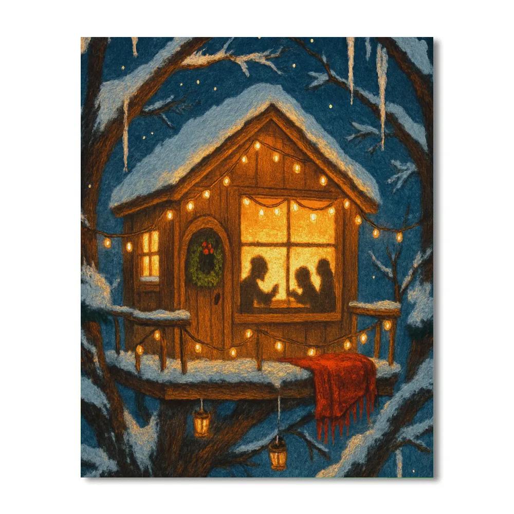Christmas Eve Treehouse Hideaway Painting by numbers kit