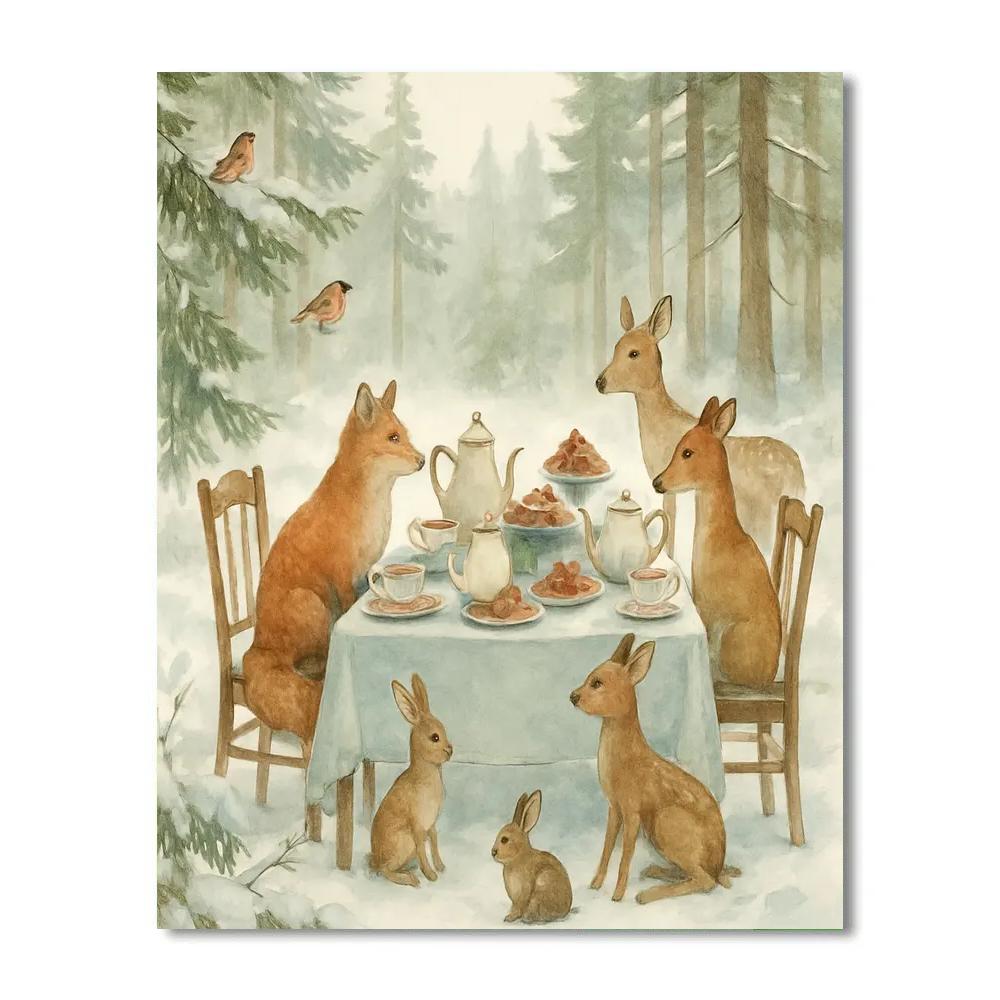 Frosted Forest Tea Party Numbered painting kits