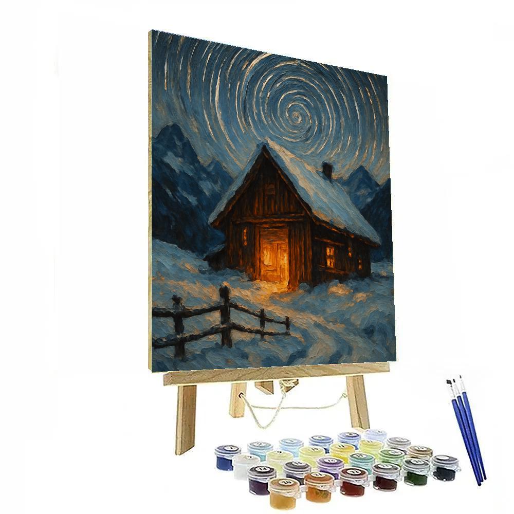 Star Trail Over The Alpine Barn painting number kit