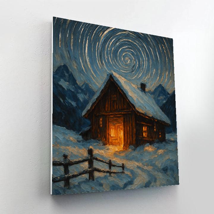 Star Trail Over The Alpine Barn painting number kit