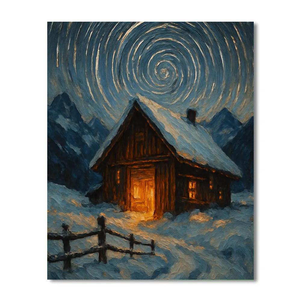 Star Trail Over The Alpine Barn painting number kit