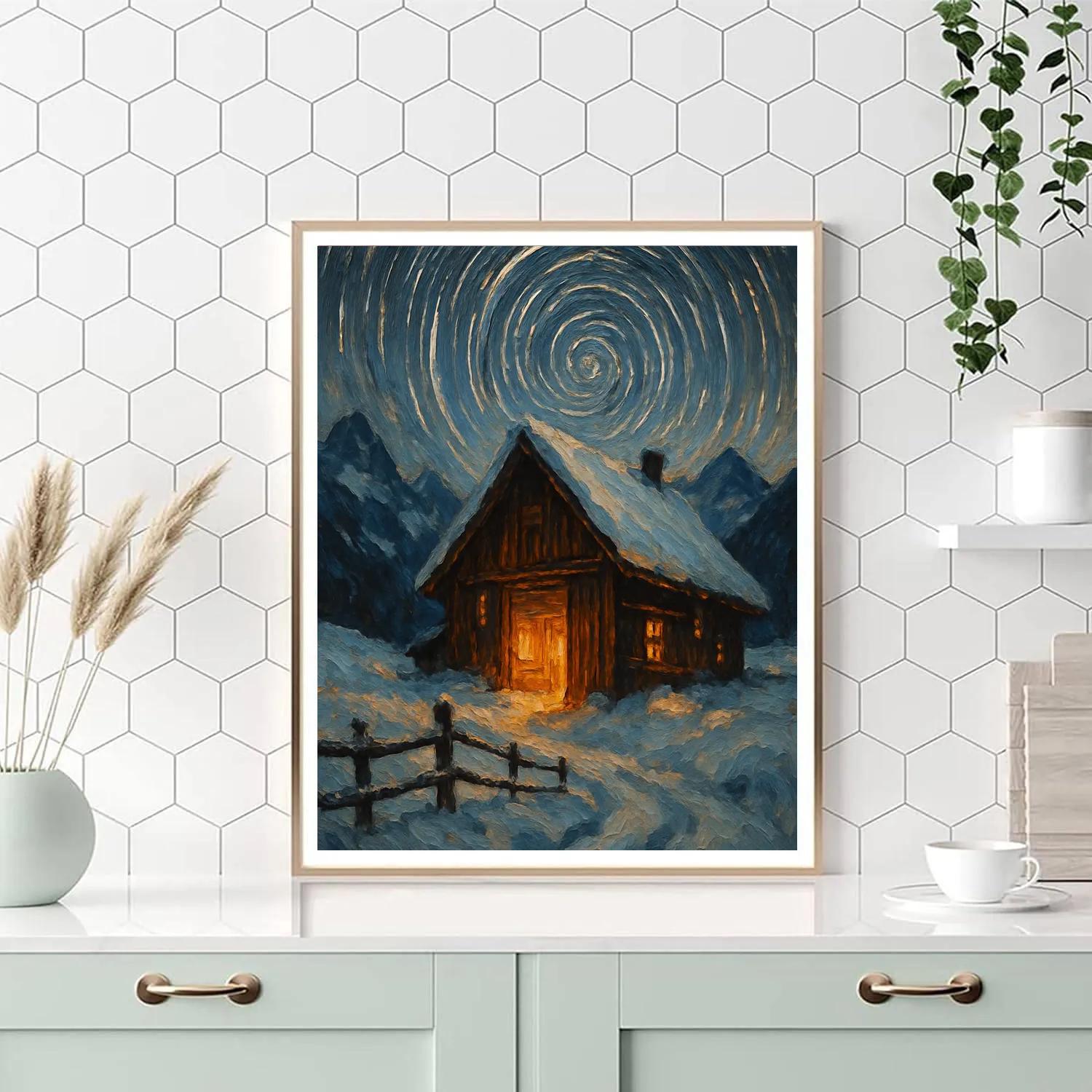Star Trail Over The Alpine Barn painting number kit