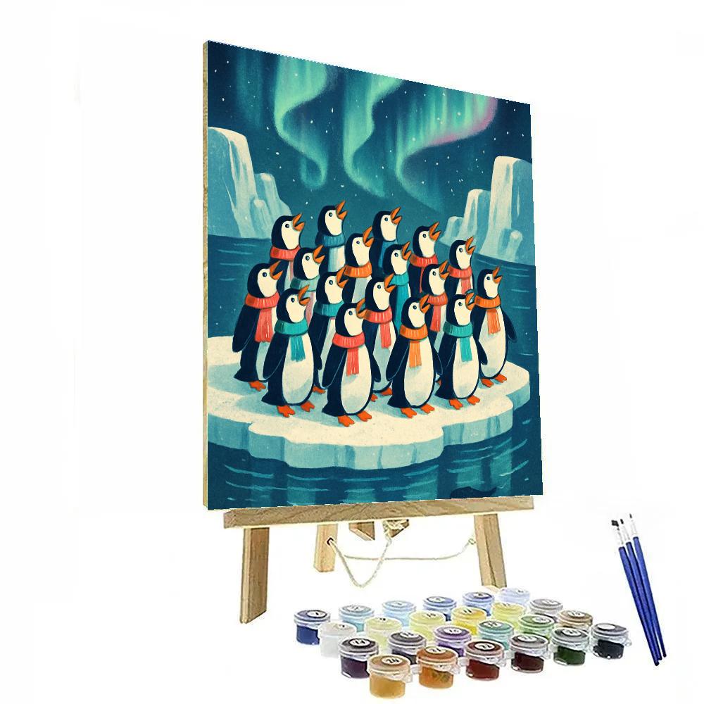 Penguin Chorus On The Ice Shelf Number painting