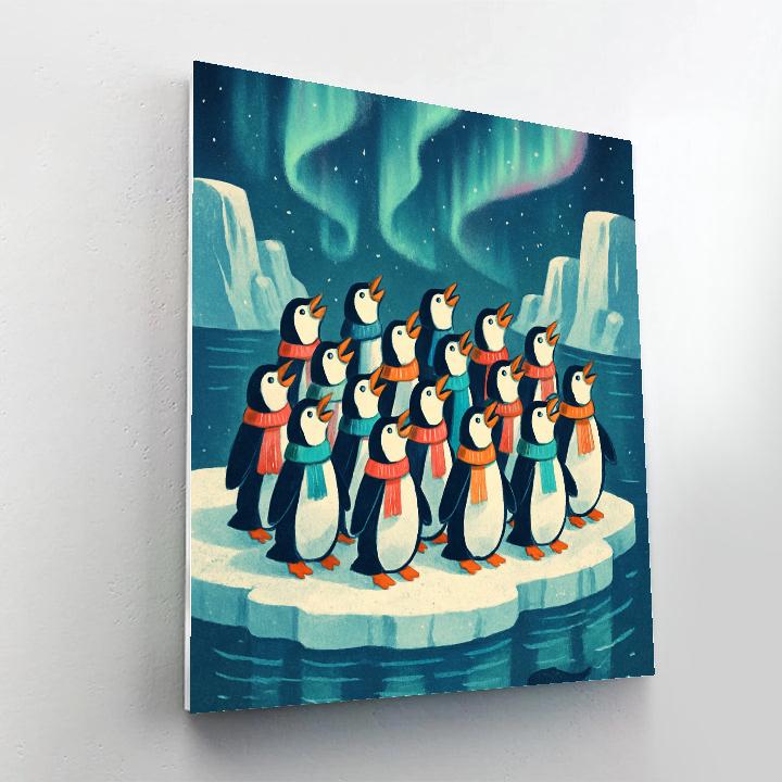Penguin Chorus On The Ice Shelf Number painting
