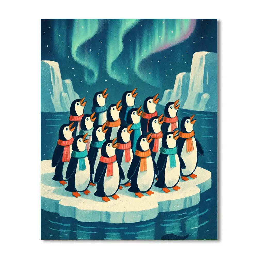 Penguin Chorus On The Ice Shelf Number painting