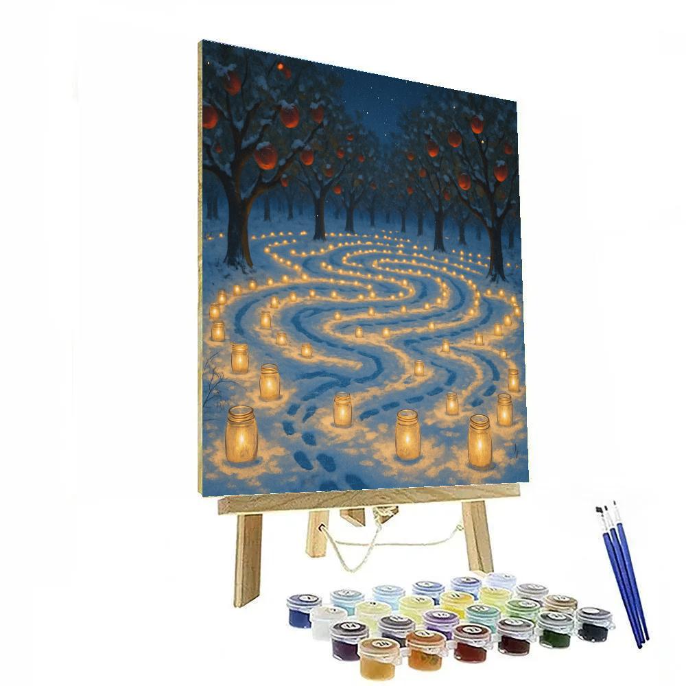 Snowy Orchard Candle Maze Numbered painting kits
