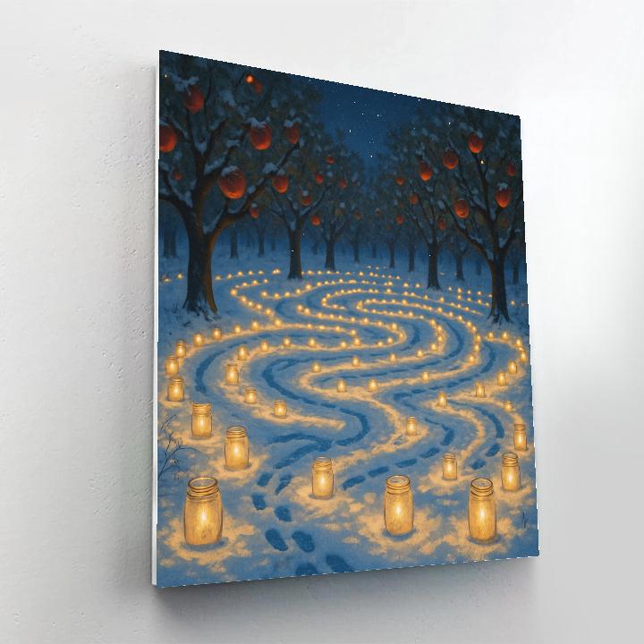 Snowy Orchard Candle Maze Numbered painting kits