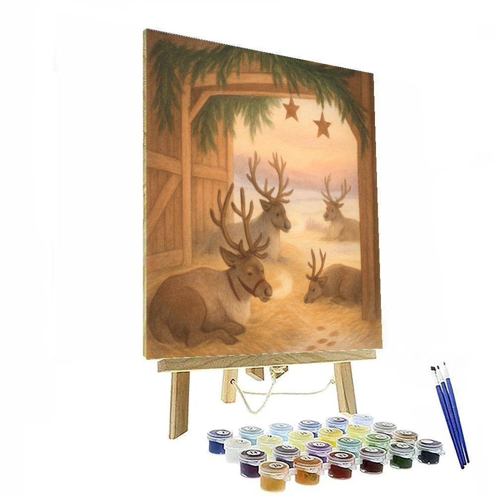 Reindeer Stable At Morning Light paint by color