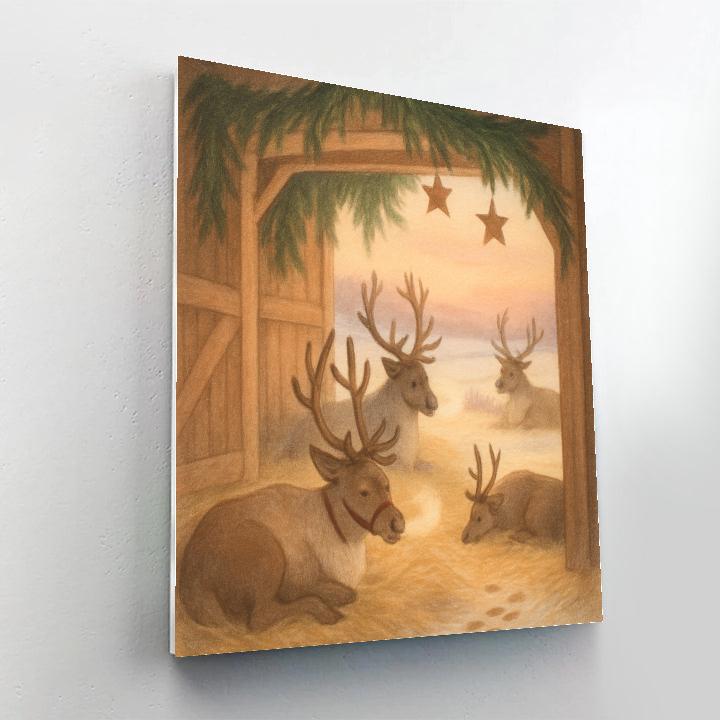 Reindeer Stable At Morning Light paint by color