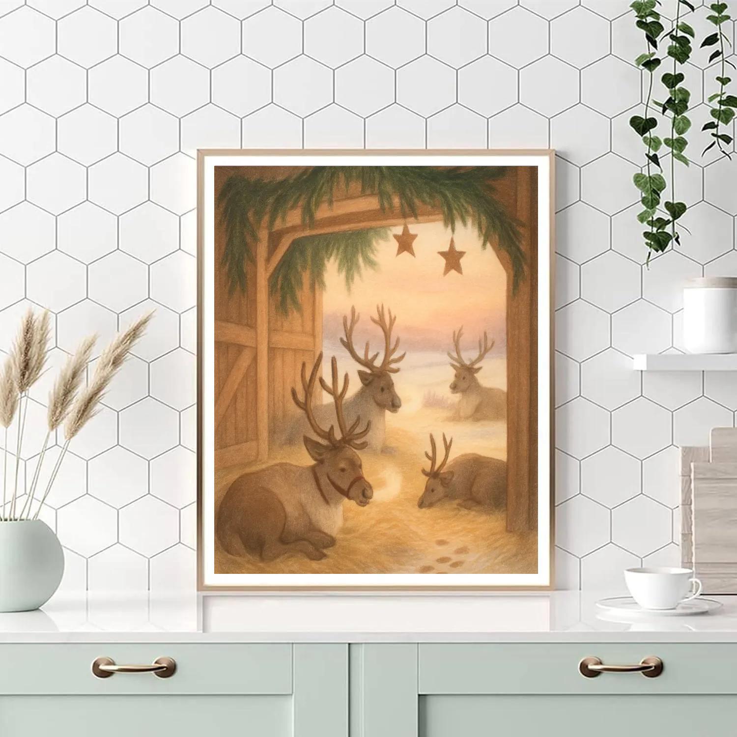 Reindeer Stable At Morning Light paint by color