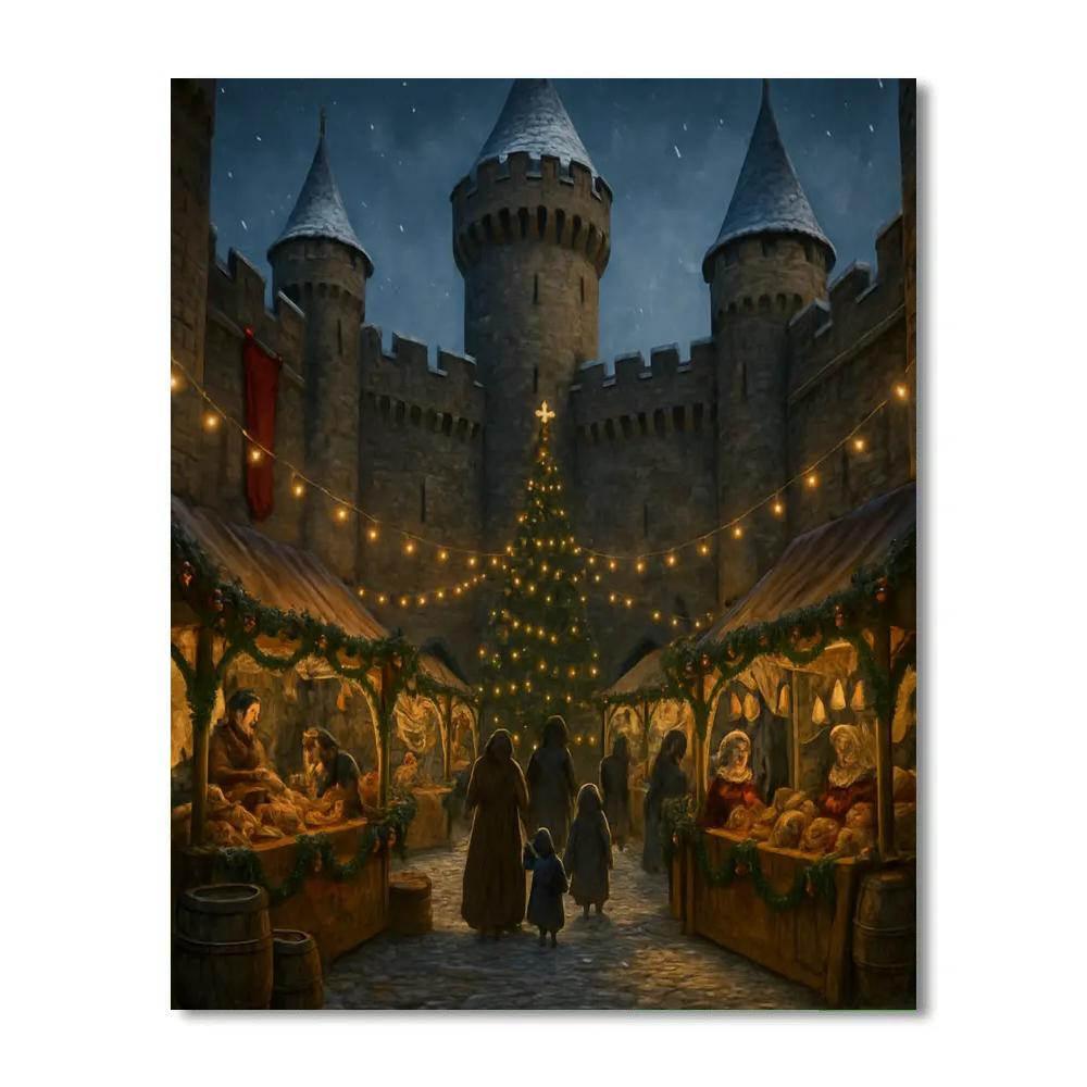 Christmas Market In The Old Castle Courtyard DIY paint by numbers