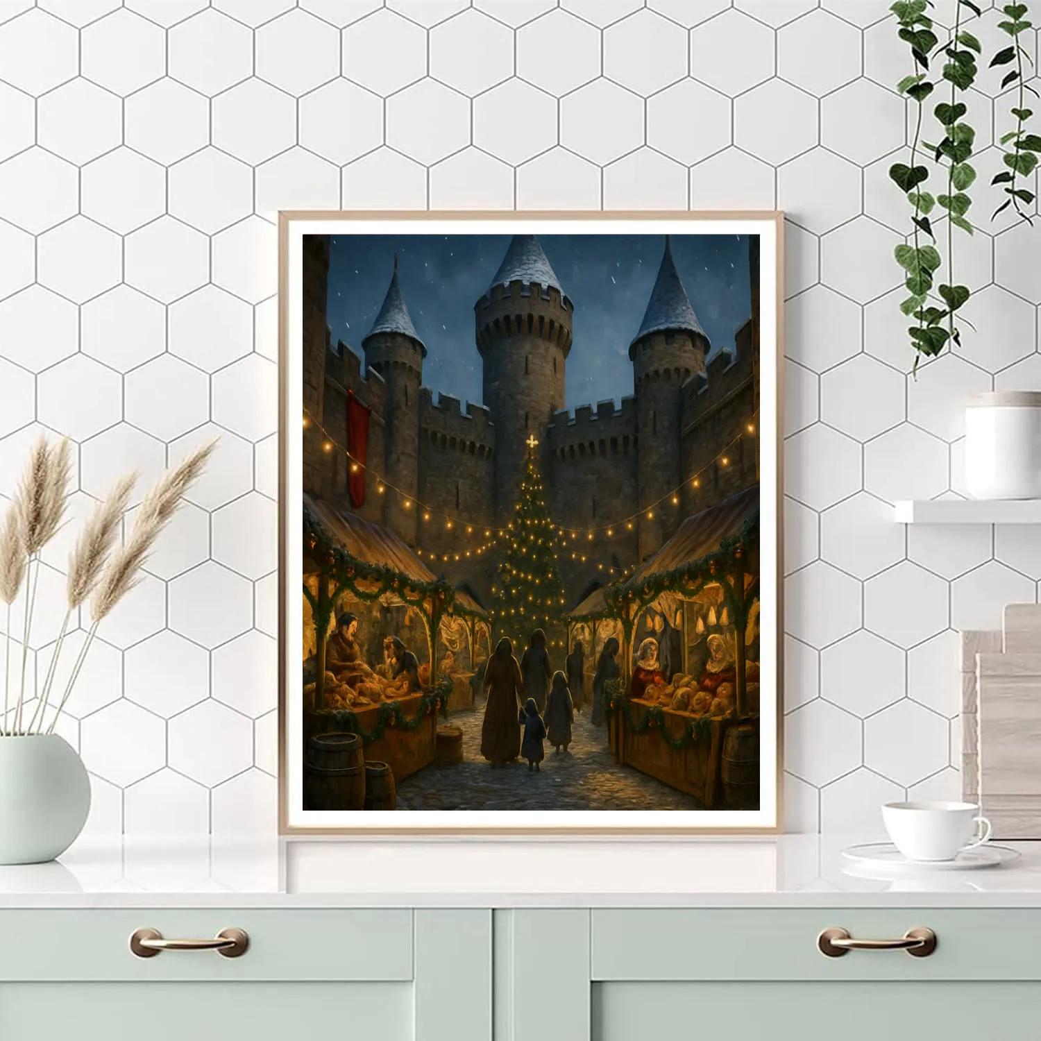 Christmas Market In The Old Castle Courtyard DIY paint by numbers