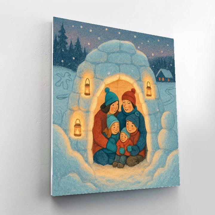 Family Snow Fort Lantern Night paint by color