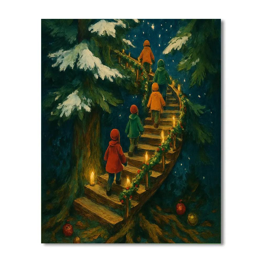 Evergreen Stairway To The Winter Sky painting number kit