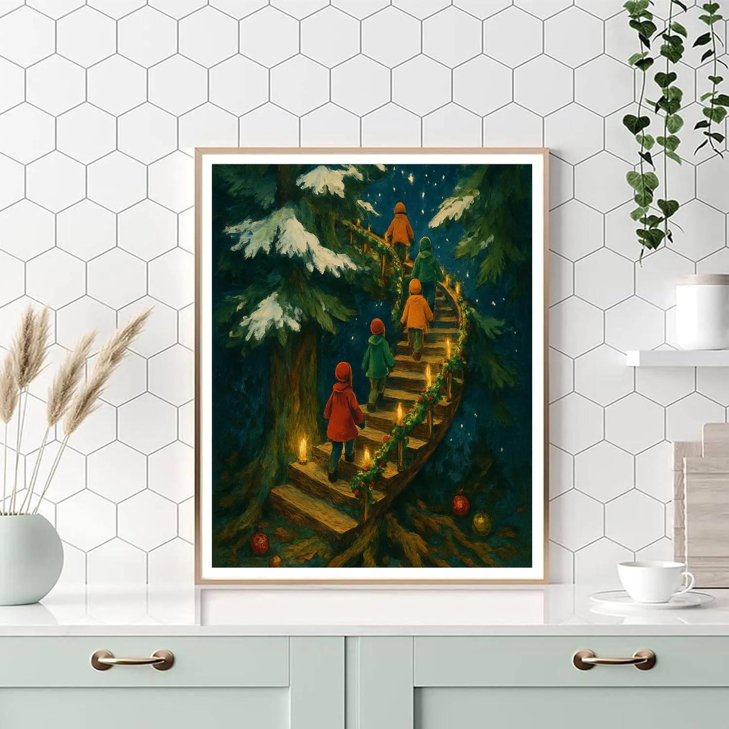 Evergreen Stairway To The Winter Sky painting number kit