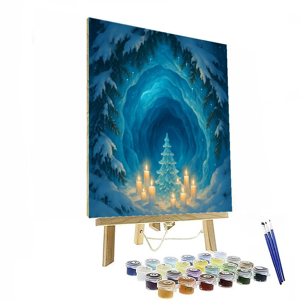 Moonlit Evergreen Ice Cave Sanctuary DIY paint by numbers