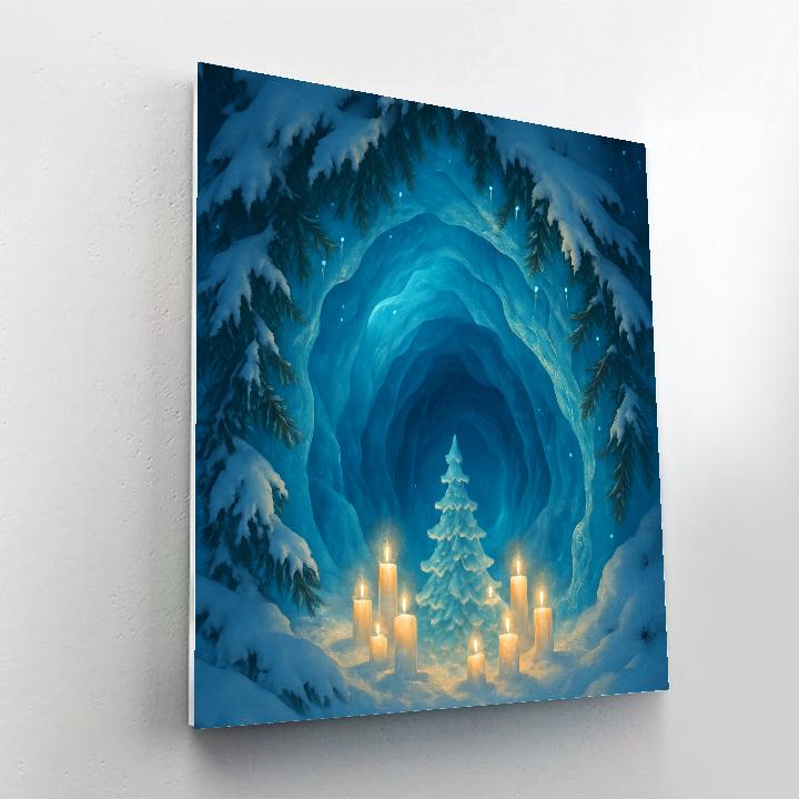 Moonlit Evergreen Ice Cave Sanctuary DIY paint by numbers