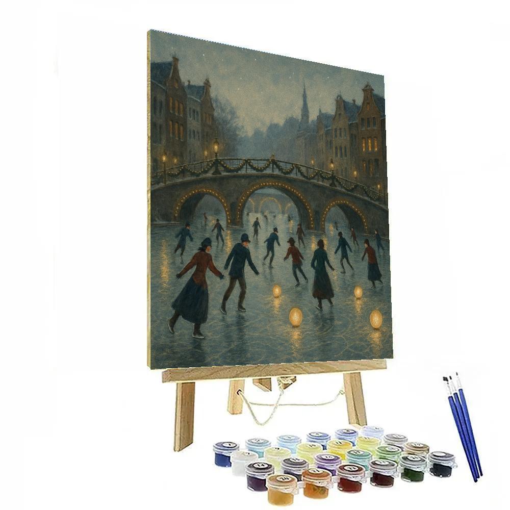 Christmas Lanterns On The Frozen Canal paint by numbers