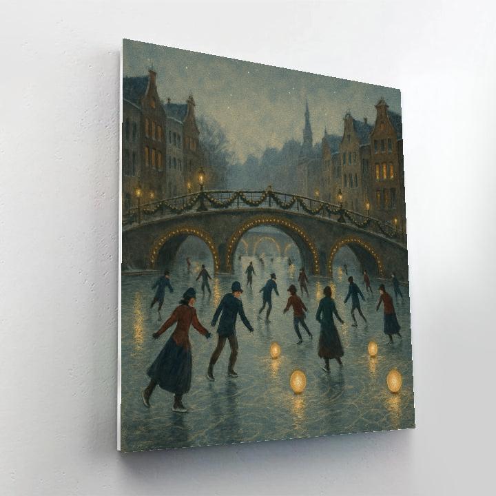 Christmas Lanterns On The Frozen Canal paint by numbers