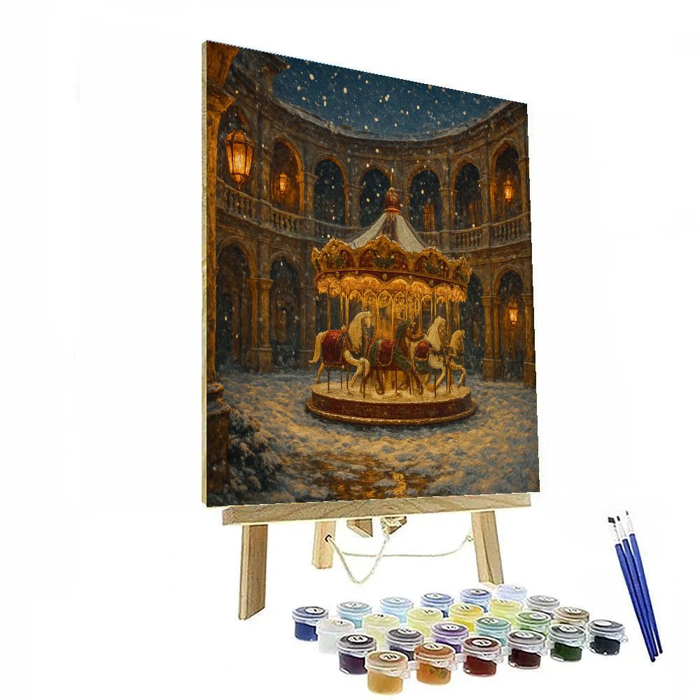 Gilded Winter Carousel Courtyard Number painting