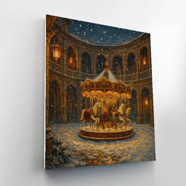 Gilded Winter Carousel Courtyard Number painting
