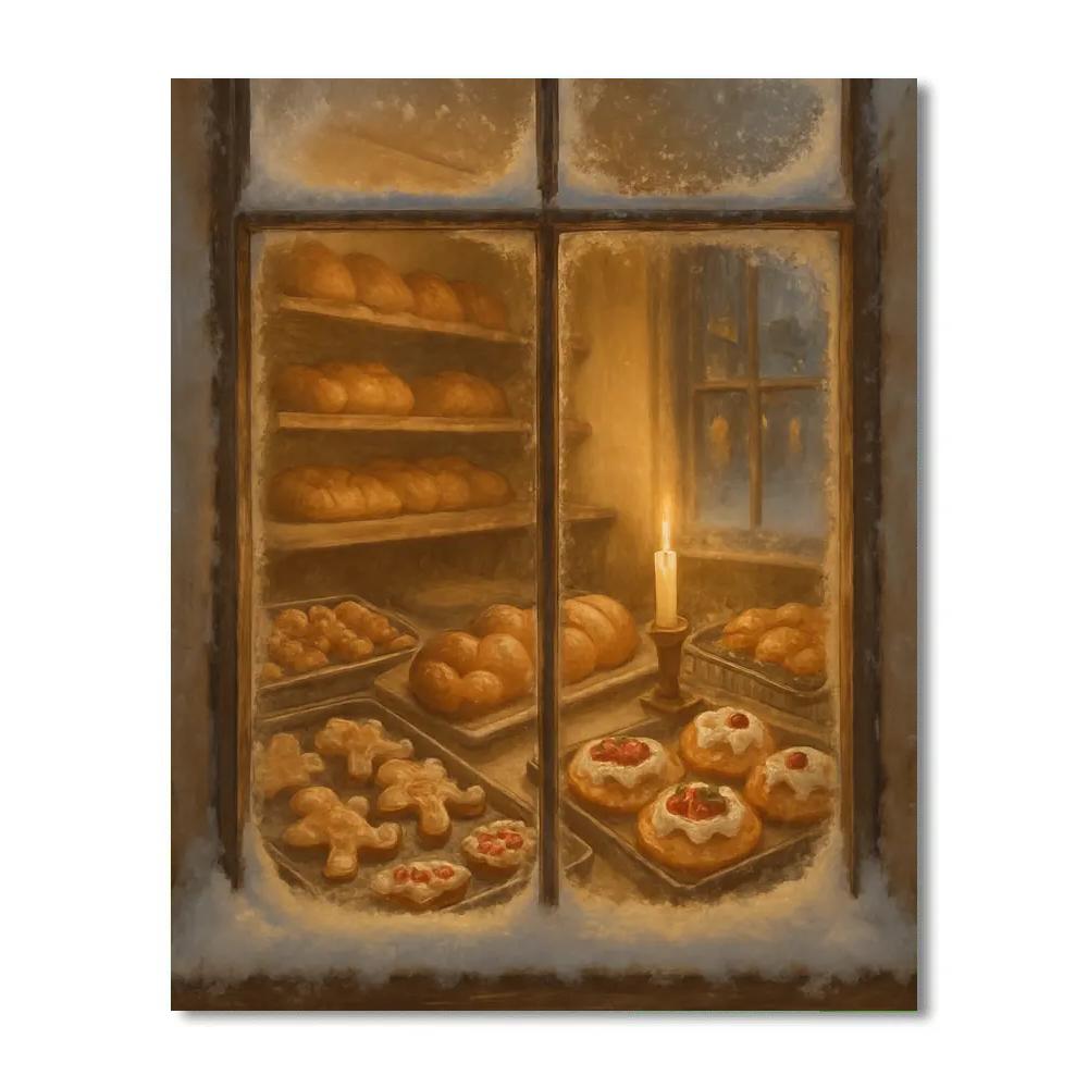 Holiday Bakery Window After Closing Paint by numbers art