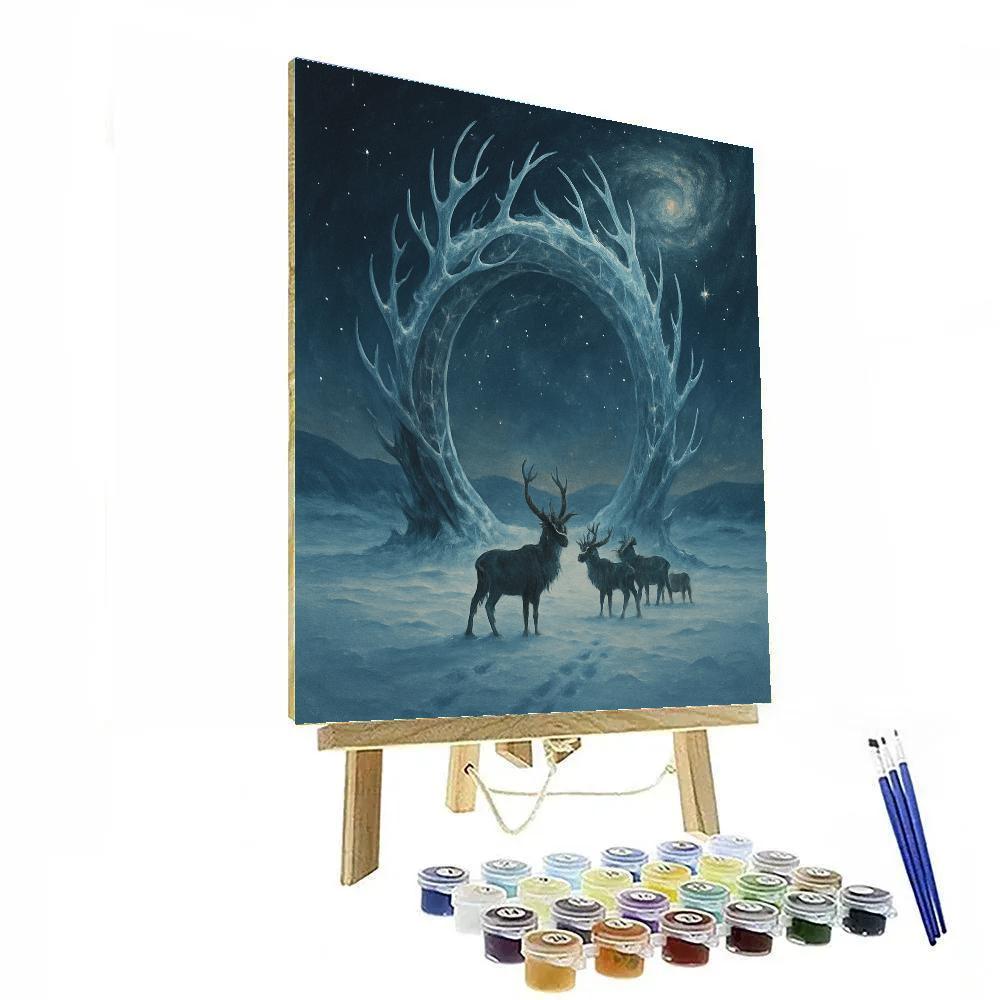 Reindeer Stargate In The Snowfield DIY paint by numbers