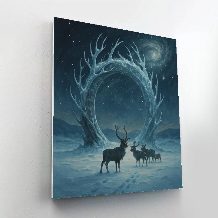 Reindeer Stargate In The Snowfield DIY paint by numbers