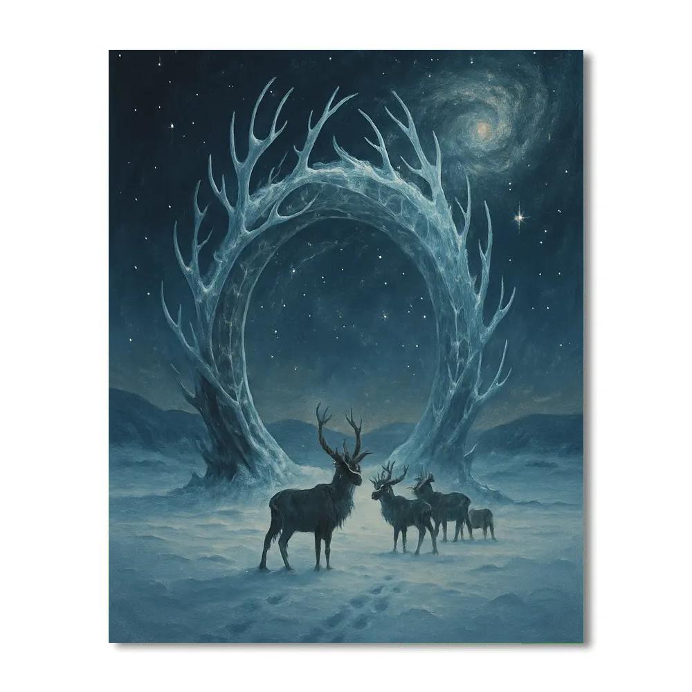 Reindeer Stargate In The Snowfield DIY paint by numbers