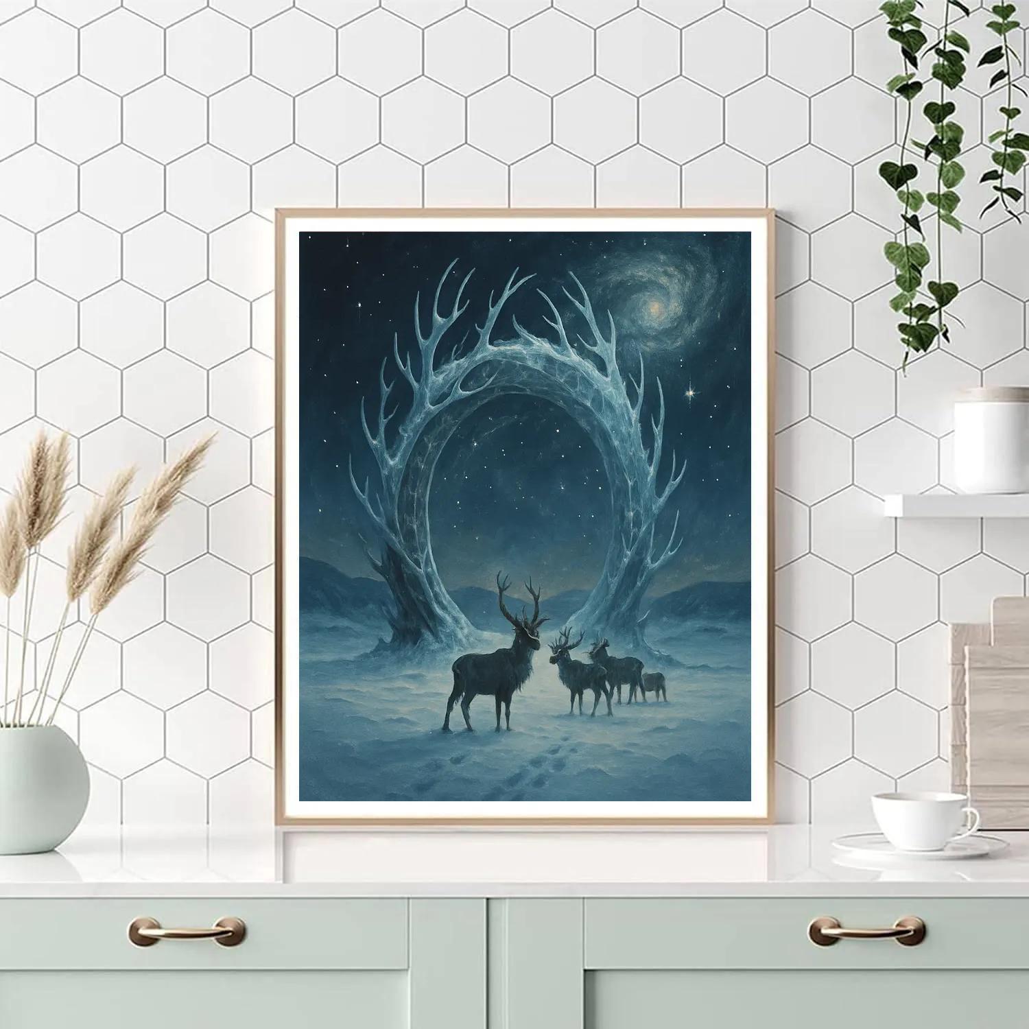 Reindeer Stargate In The Snowfield DIY paint by numbers